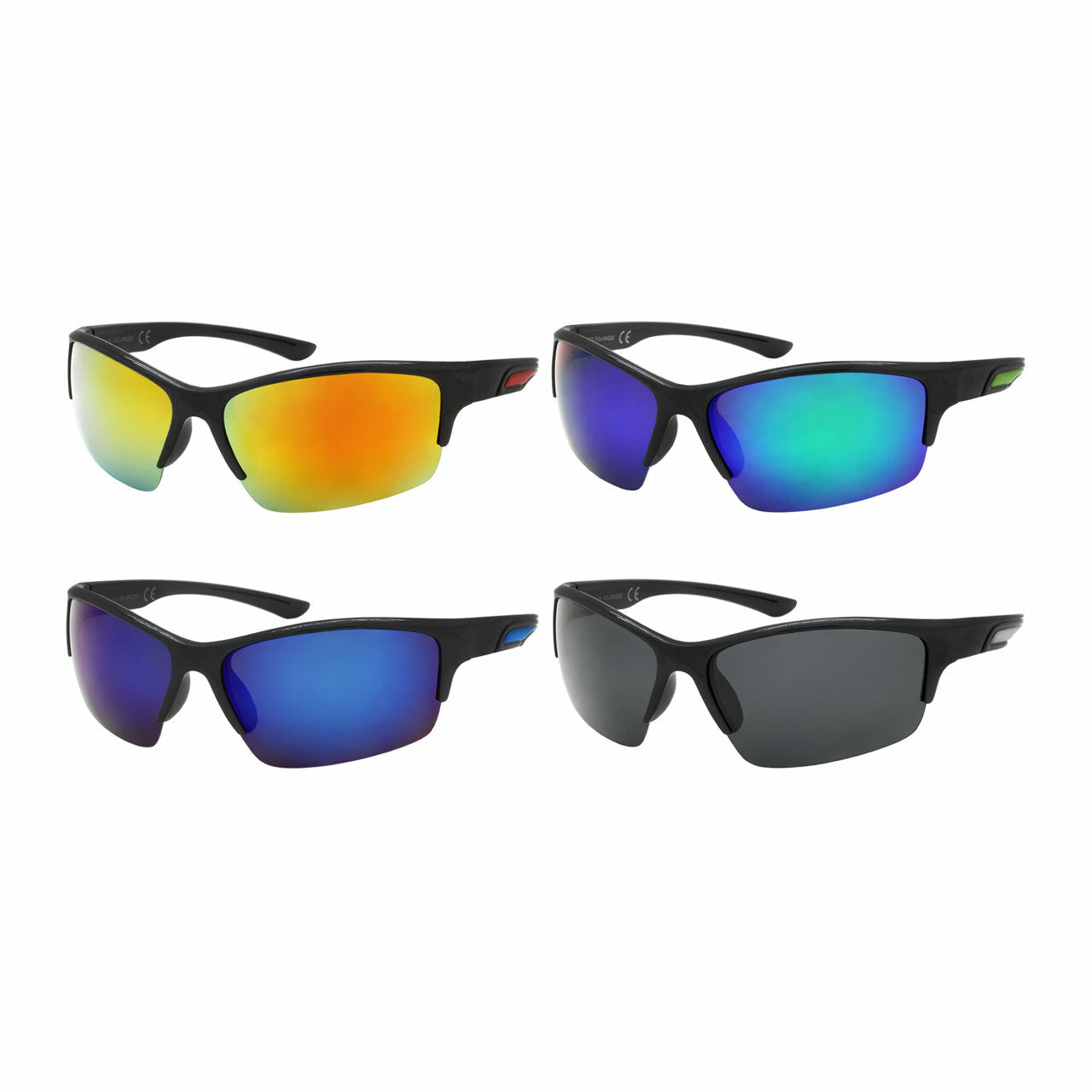 Assorted Color Polycarbonate UV400 Semi-Rimless Sport Sunglasses