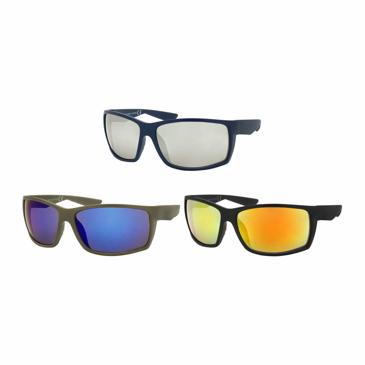 Assorted Colors Polycarbonate Sport Wrap Sunglasses Men Bulk (Pack