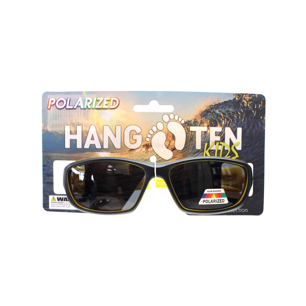 Multicolor Plastic Hang Ten Kids Polarized UV400 Sport Wrap Sunglasses with Hang Card Childrens Bulk  (Pack of Dozen)