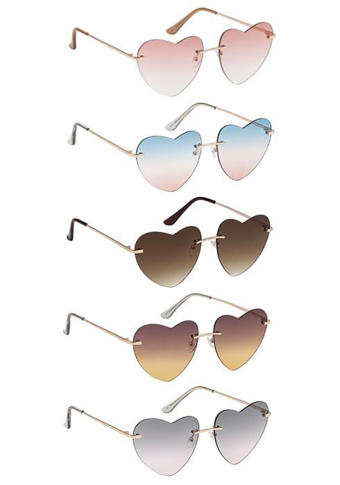 Trendy Cool Vibe Heart Shape Sunglasses  (Dozen per Pack)
