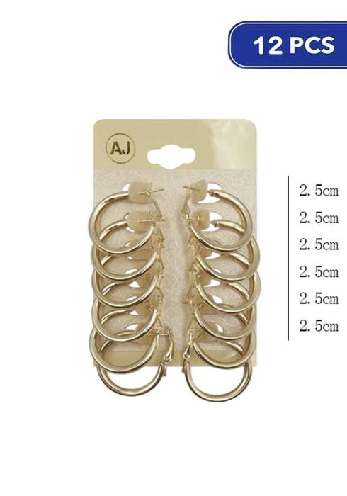Fashion Multi Metal Hoop Earring  - G (Dozen per Pack)