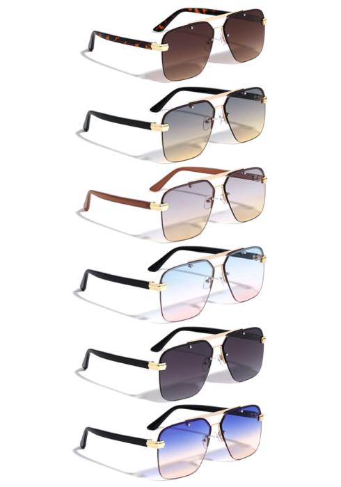 Rimless Flat Top Bar Modern Aviator Sunglasses  (Dozen per Pack)