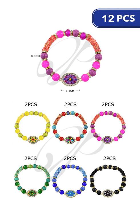 Fashion Ball Flower Bead Bracelet   (Dozen per Pack)