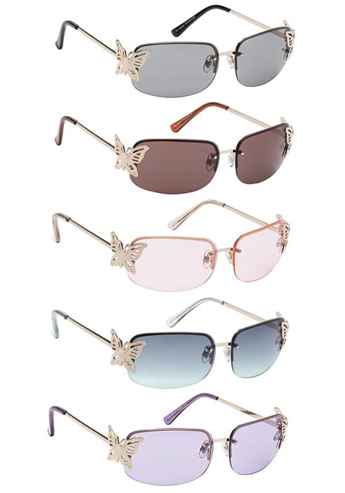 Chic Butterfly Round Sunglasses  (Dozen per Pack)