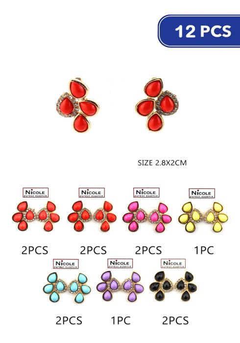 Fashion Teardrop Flower Earring  - A (Dozen per Pack)