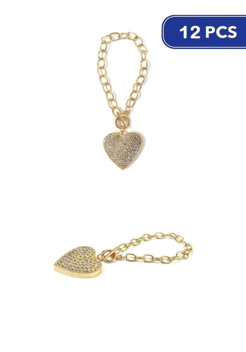 Fashion Rhinestone Heart Bracelet  - G (Dozen per Pack)