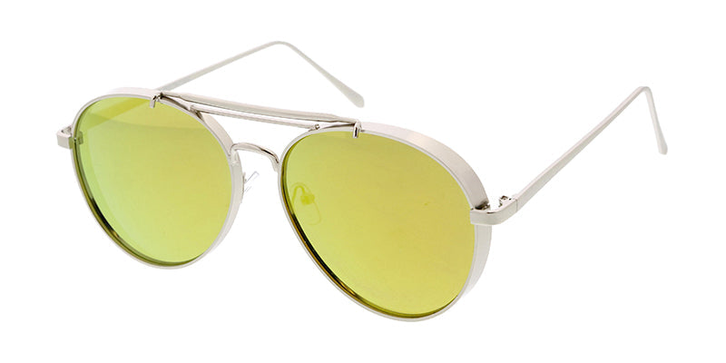 Unisex Metal Large Thick Aviator Frame w/ Color Mirror Lens (Pack of Dozen)