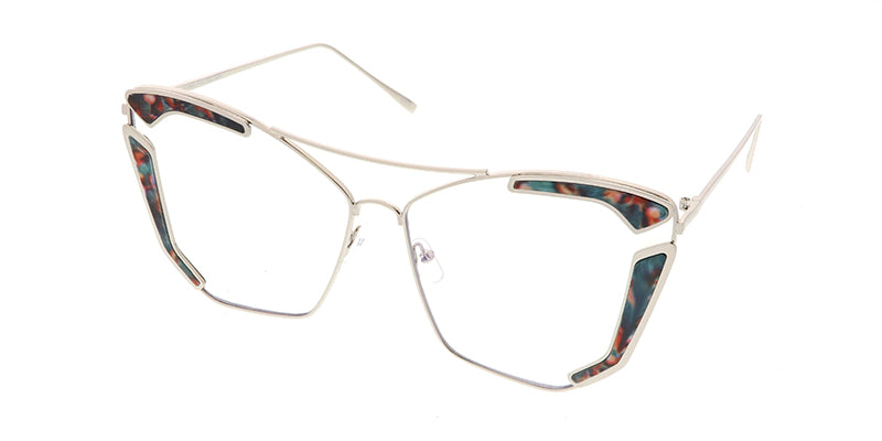 4608CLR Women's Metal Oversize Accented Frame Blue Light Filtering Clear Lens Computer Glasses