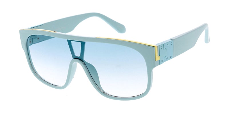 7895COL Unisex Plastic Large Flat Top Shield Color Frame w/ Metal Accents and Color Lens