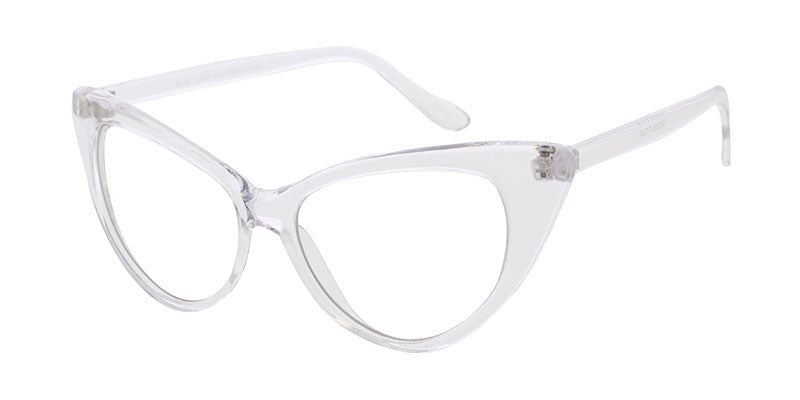 80020BLF/CLR Women's Plastic Medium Extreme Cat Eye Frame Blue Light Filtering Computer Glasses