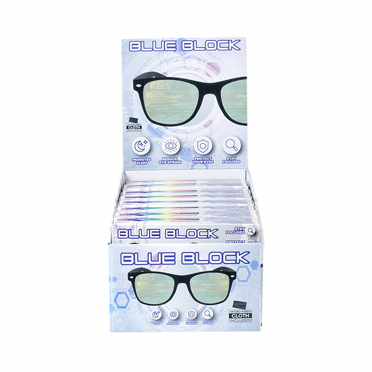 Acrylic Blue Light Block Glasses Cardboard Counter Display 18 Pieces  (Pack of Dozen)