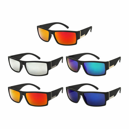 Polycarbonate UV400 Square Color Mirror Sport Sunglasses Men  (Pack of Dozen)