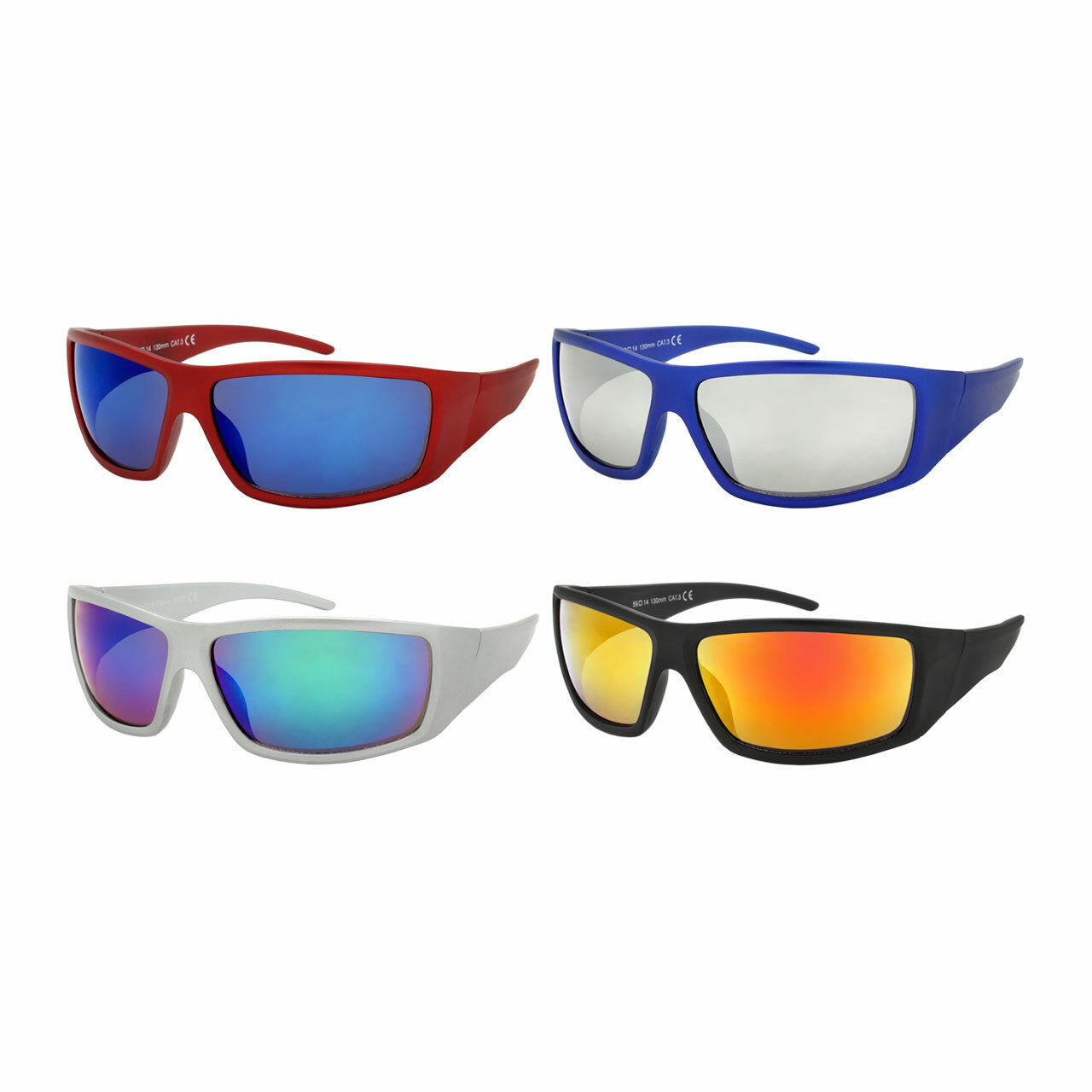 Assorted Colors Polycarbonate Sport Wrap Sunglasses Men Bulk   (Pack of Dozen)