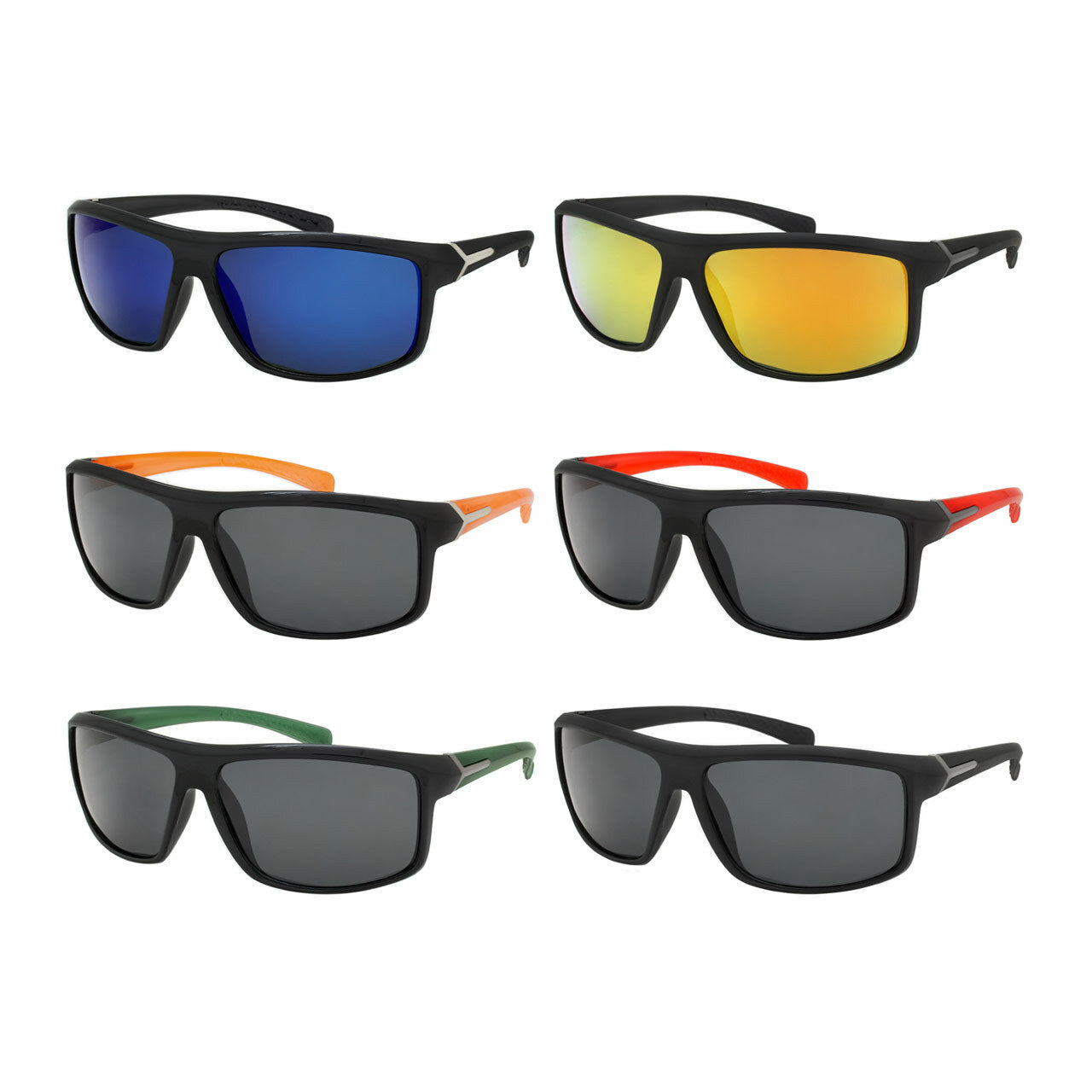 Assorted Colors Polycarbonate Polarized Sport Sunglasses Men   (Pack of Dozen)