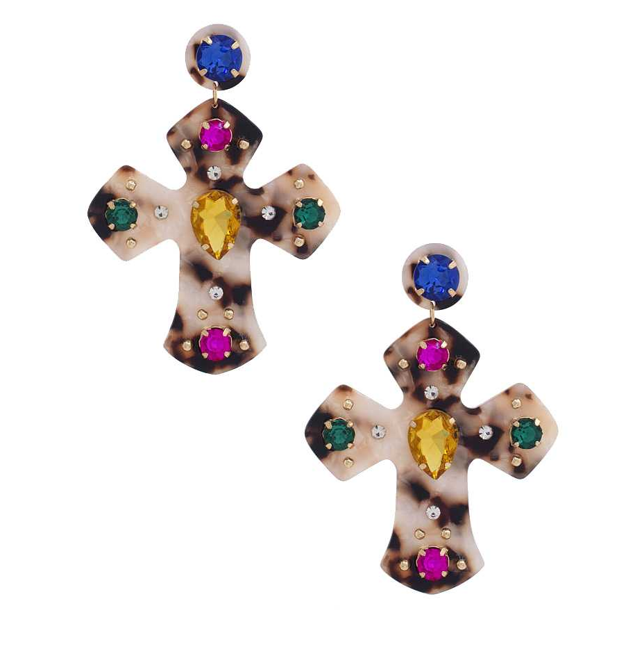 Crystal Cross Dangle Earrings