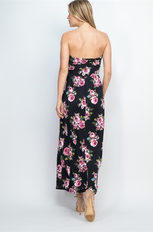 Tube Top Floral Pocket Maxi Dress With Inside Lining