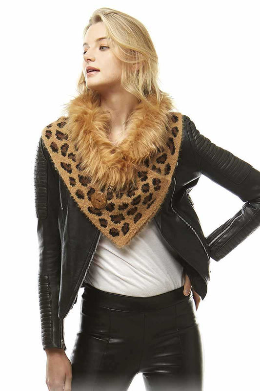 Leopard Faux Fur Triangle Warmer